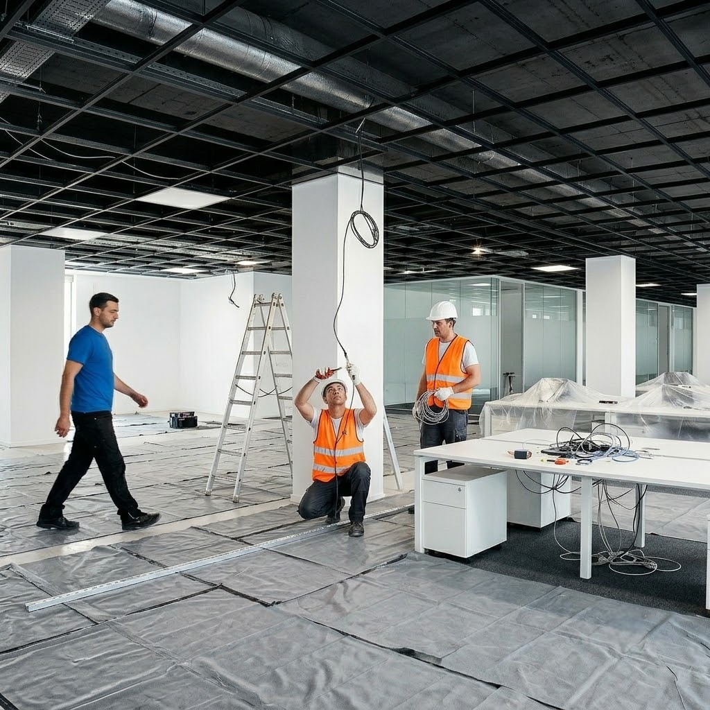 Installation et organisation de chantier professionnel par Upgrade Facilities